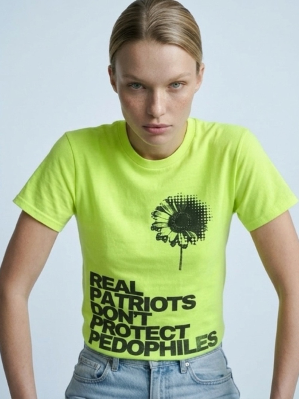 Neon Green T-Shirt Black Print. Imperfect by design .Men’s Large. - Picture 5 of 6